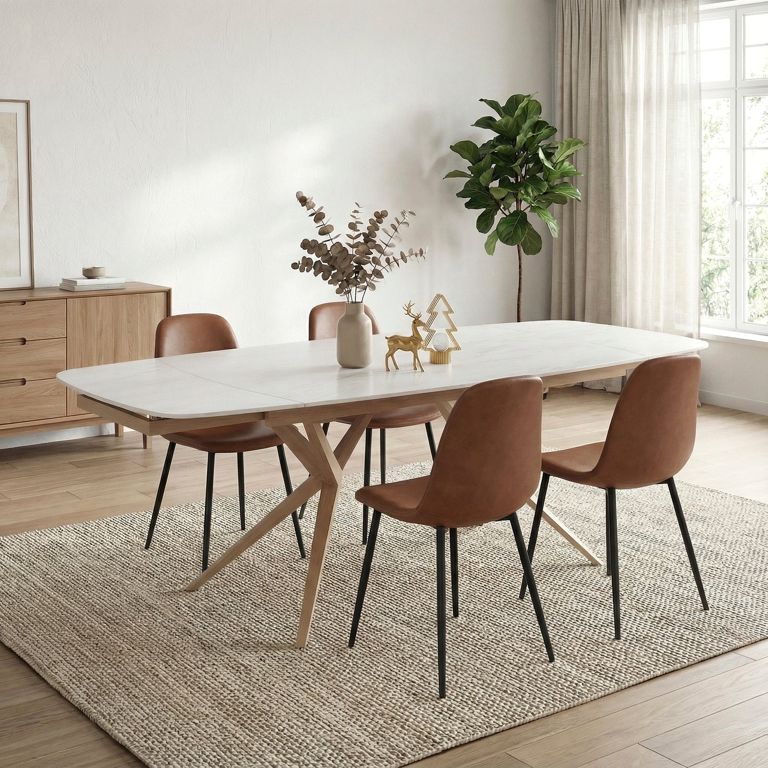 LIVVO | שולחן אוכל מלבני נפתח, מגיע בשני גדלים