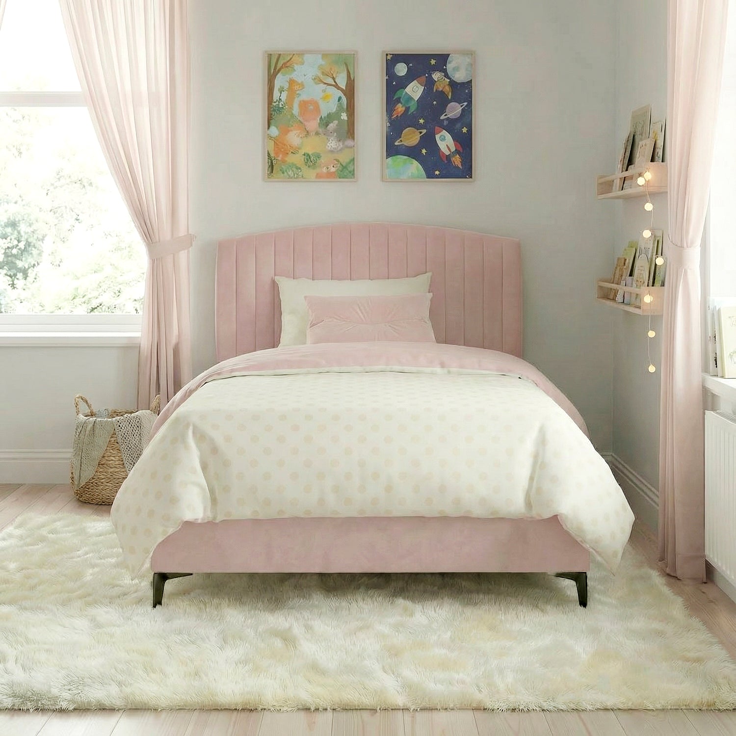 IGNA | מיטת נוער מרופדת בבד קטיפה, רוחב 120 ס"מ