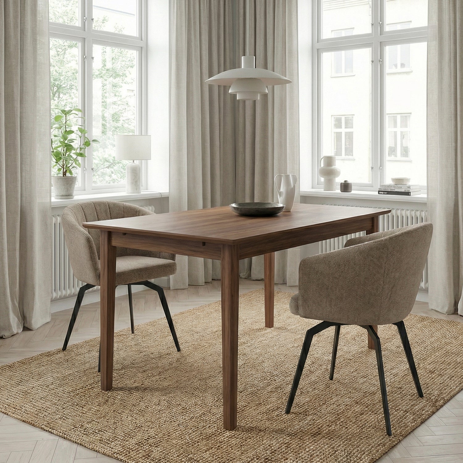 ARNEMARO | כיסא אוכל מרופד בבד אריג בשילוב רגלי מתכת