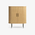 HATORI | שידת אחסון מעץ ומתכת, עם מדפים סגורים, גוון טבעי - KUALA