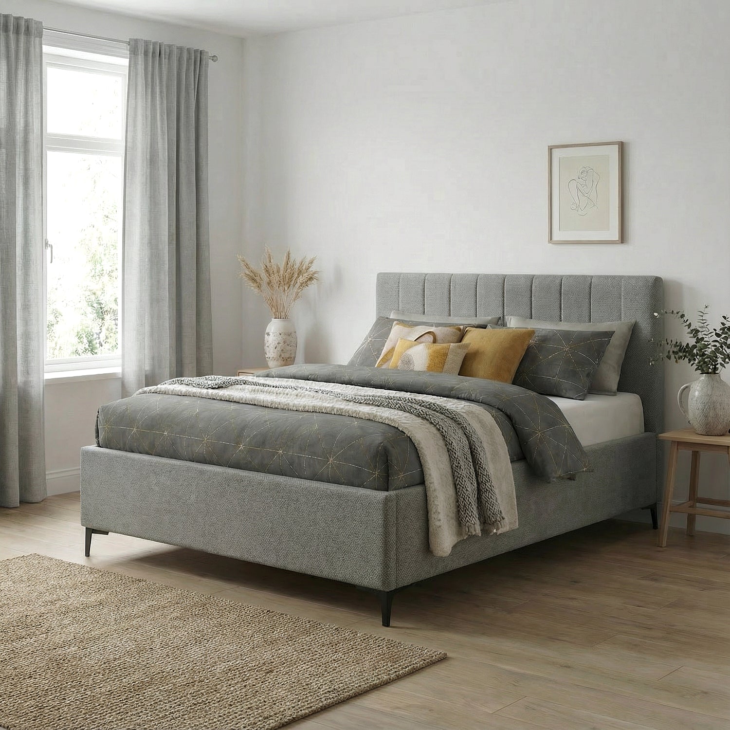 EDDAB | מיטה מודרנית מרופדת בבד אריג - KUALA