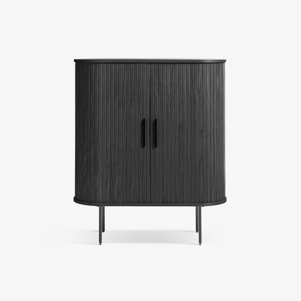 HATORI | שידת אחסון מעץ ומתכת, עם מדפים סגורים