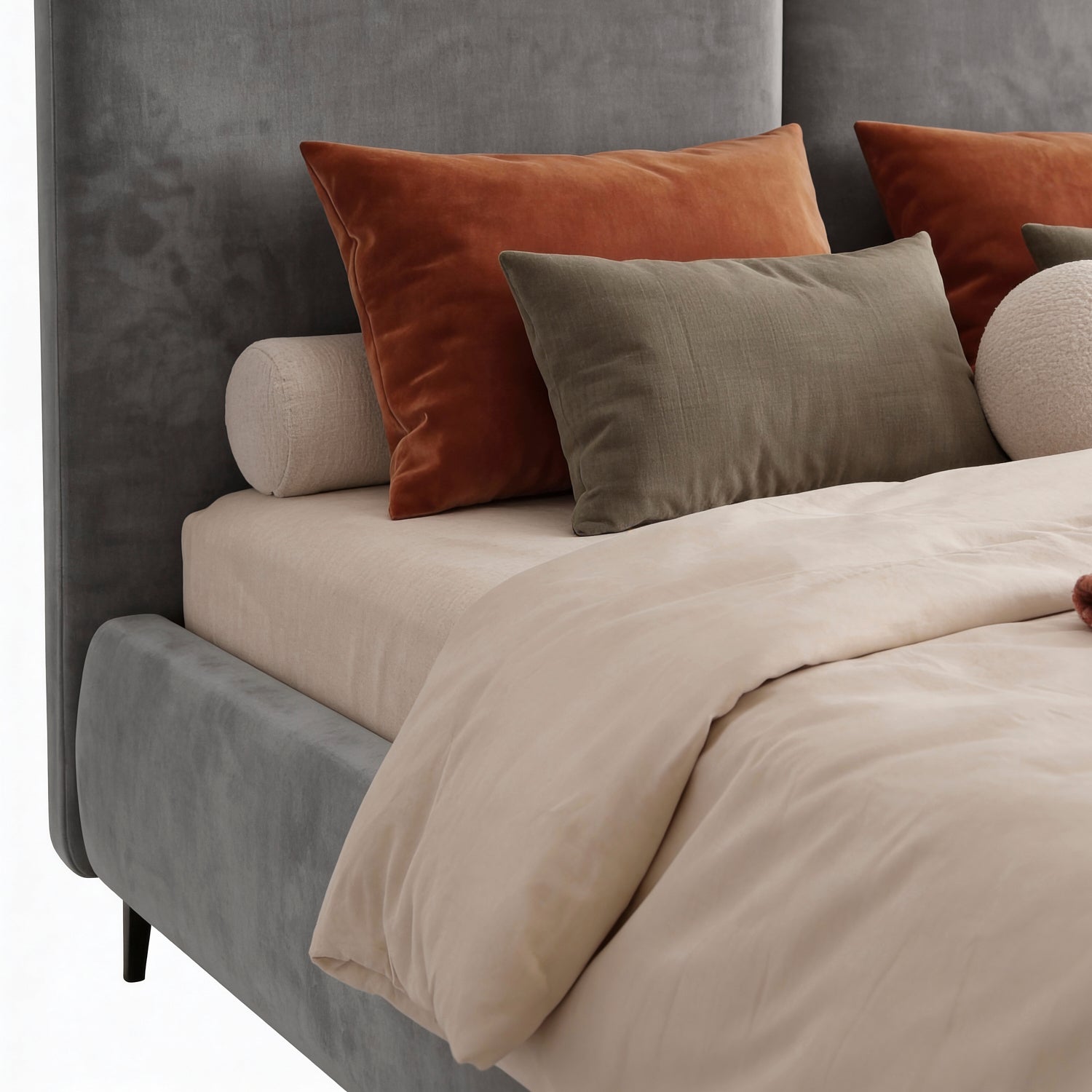 ALFOR | מיטה זוגית מרופדת בבד קטיפה