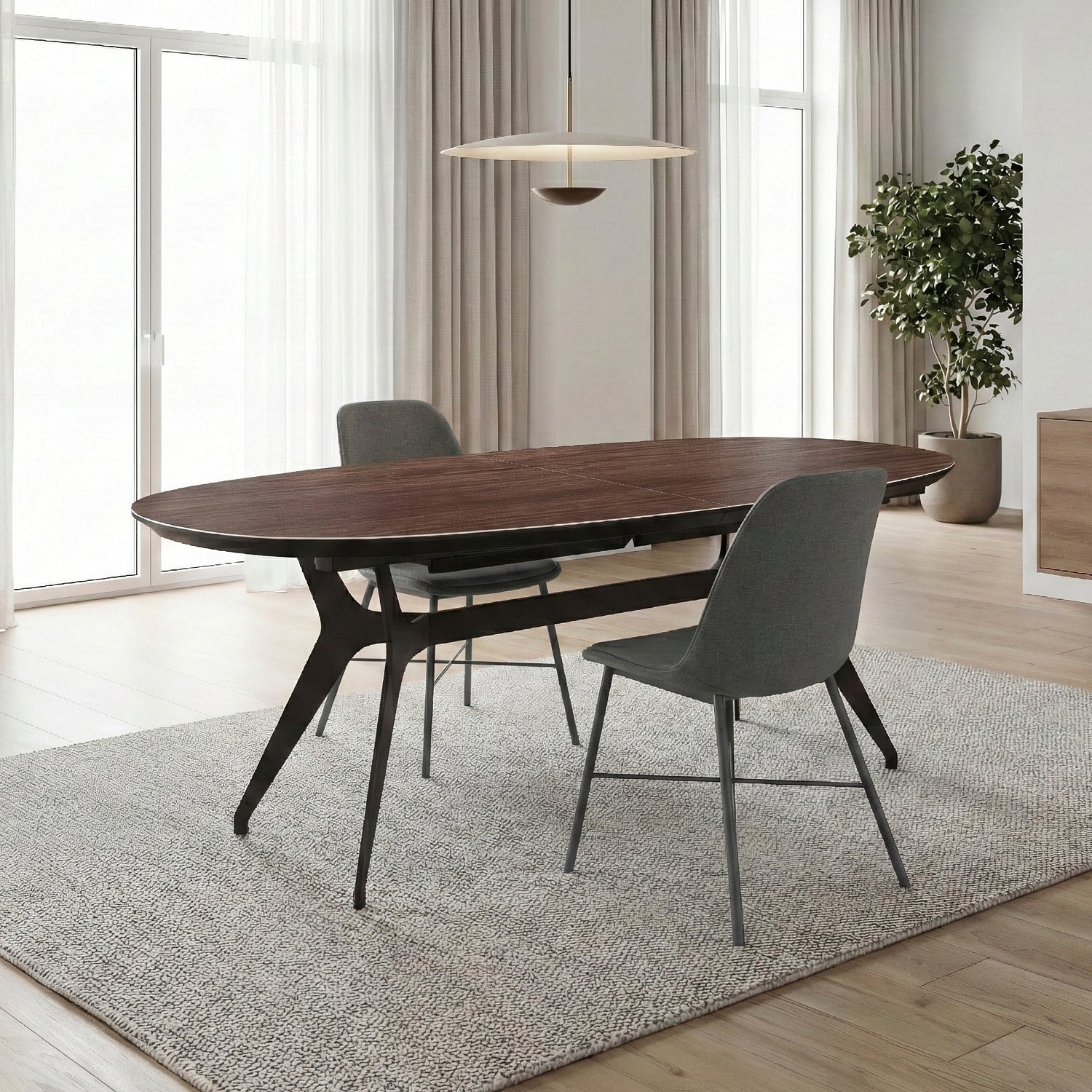 ALOVER | שולחן אוכל אובלי 200/100 ס"מ, נפתח ל-300 ס"מ, עד 14 סועדים