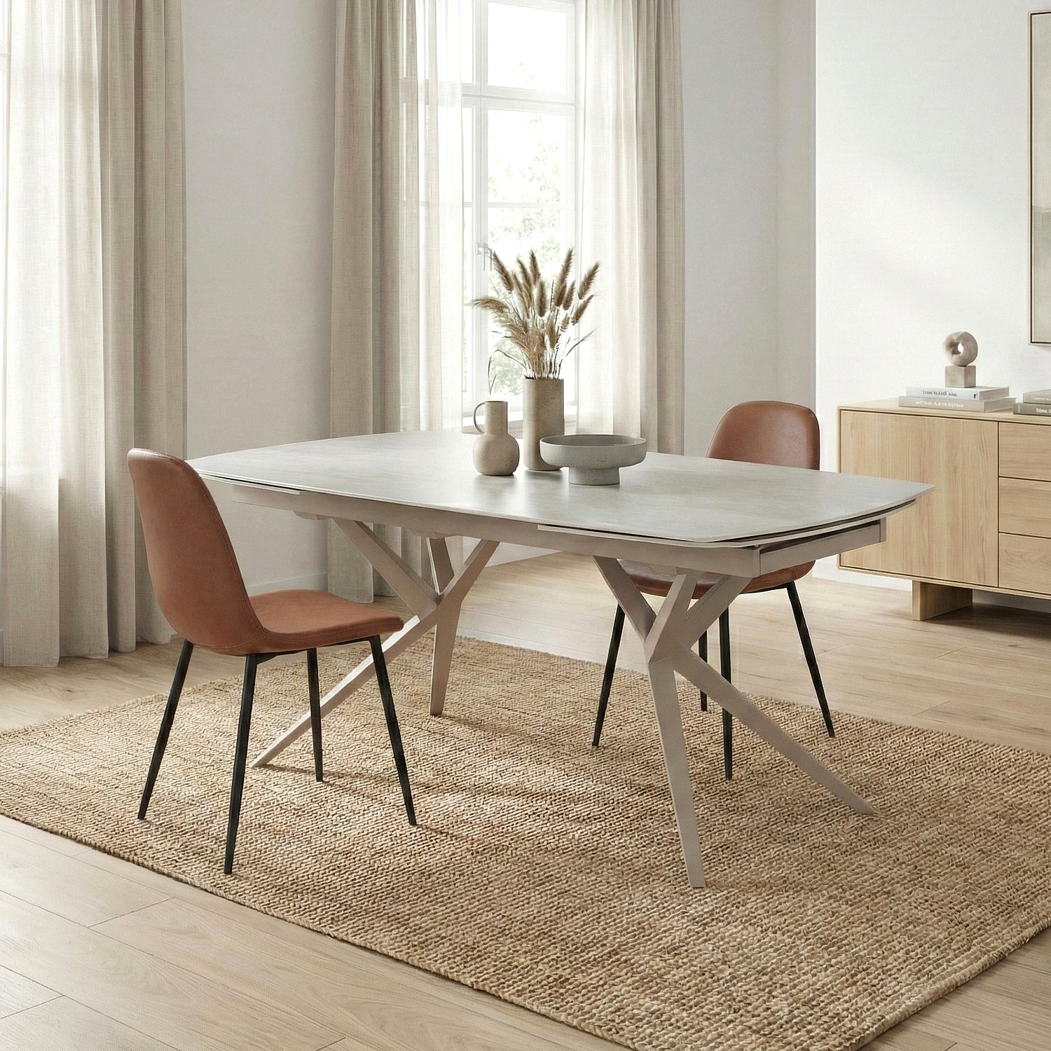 LIVVO | שולחן אוכל מלבני נפתח, מגיע בשני גדלים