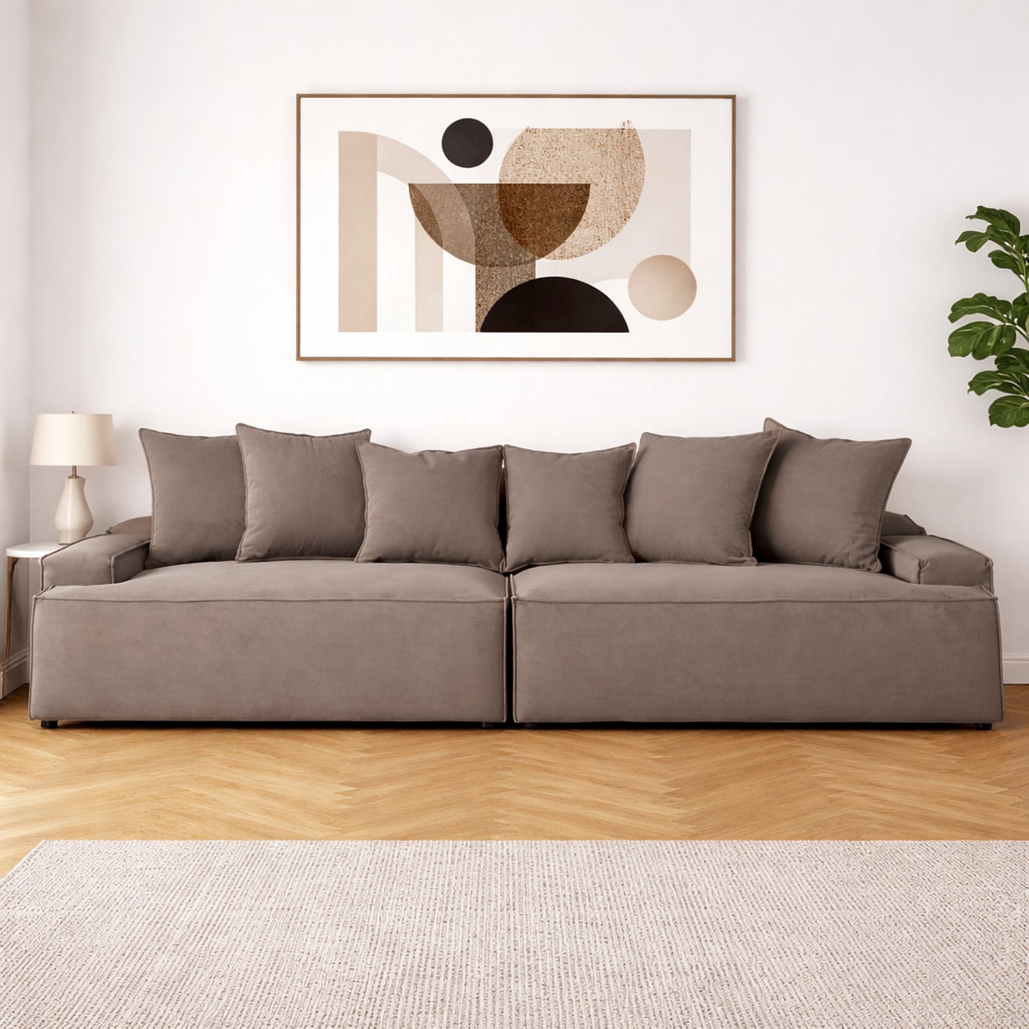 HELVARDO | ספה תלת מושבית מודרנית מרופדת בבד אריג