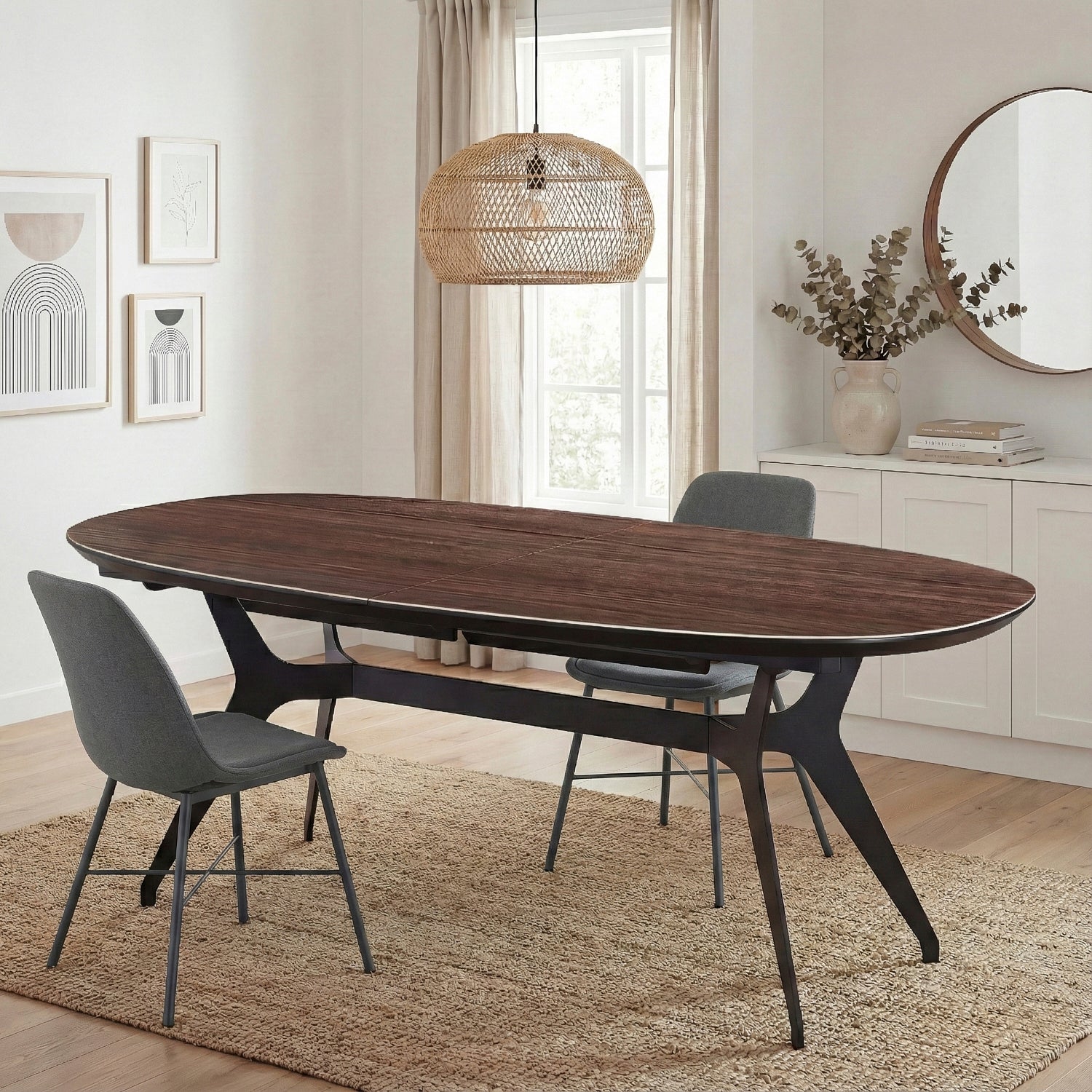 ALOVER | שולחן אוכל אובלי 200/100 ס"מ, נפתח ל-300 ס"מ, עד 14 סועדים