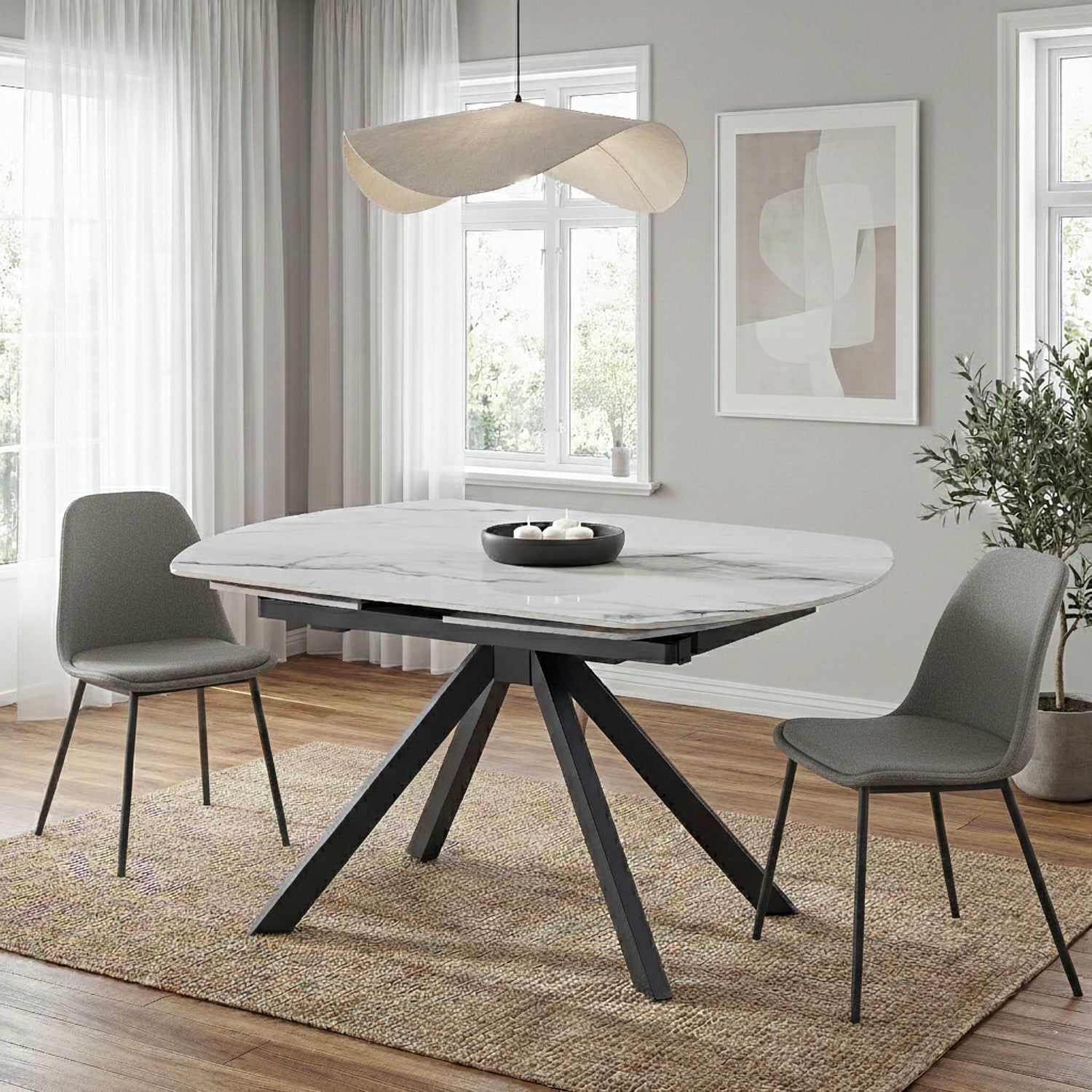 NALTY | שולחן אוכל אובלי 130/90 ס"מ, נפתח ל-190 ס"מ, עד 8 סועדים