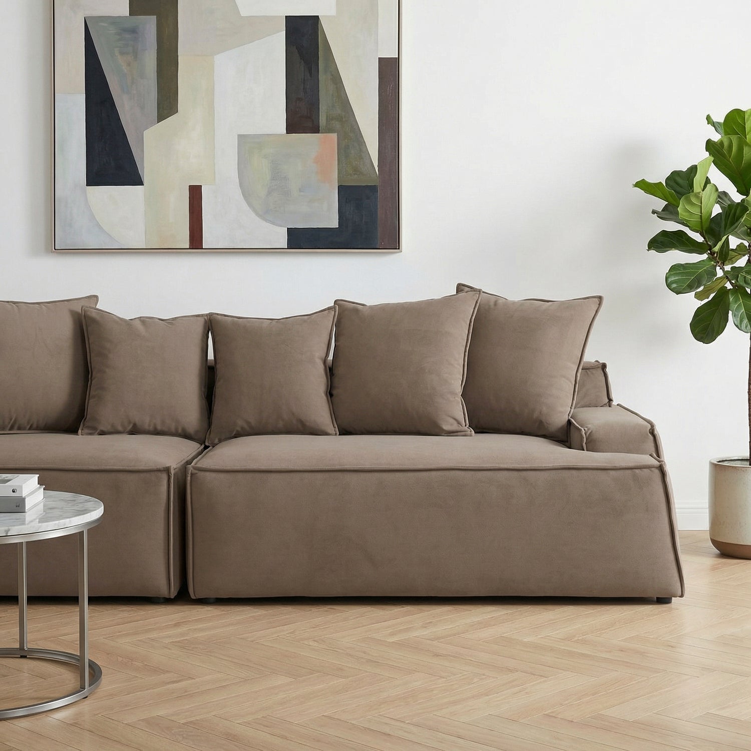 HELVARDO | ספה תלת מושבית מודרנית מרופדת בבד אריג