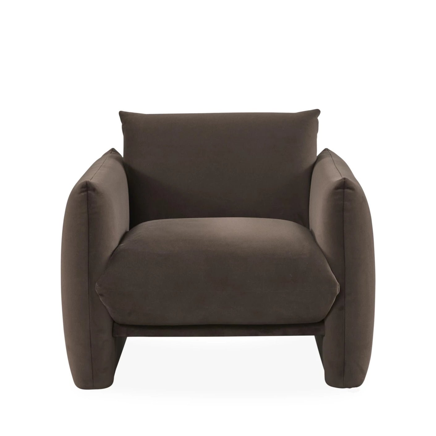 MAKUO | כורסא מודרנית בבד קטיפה בגוון שוקולד