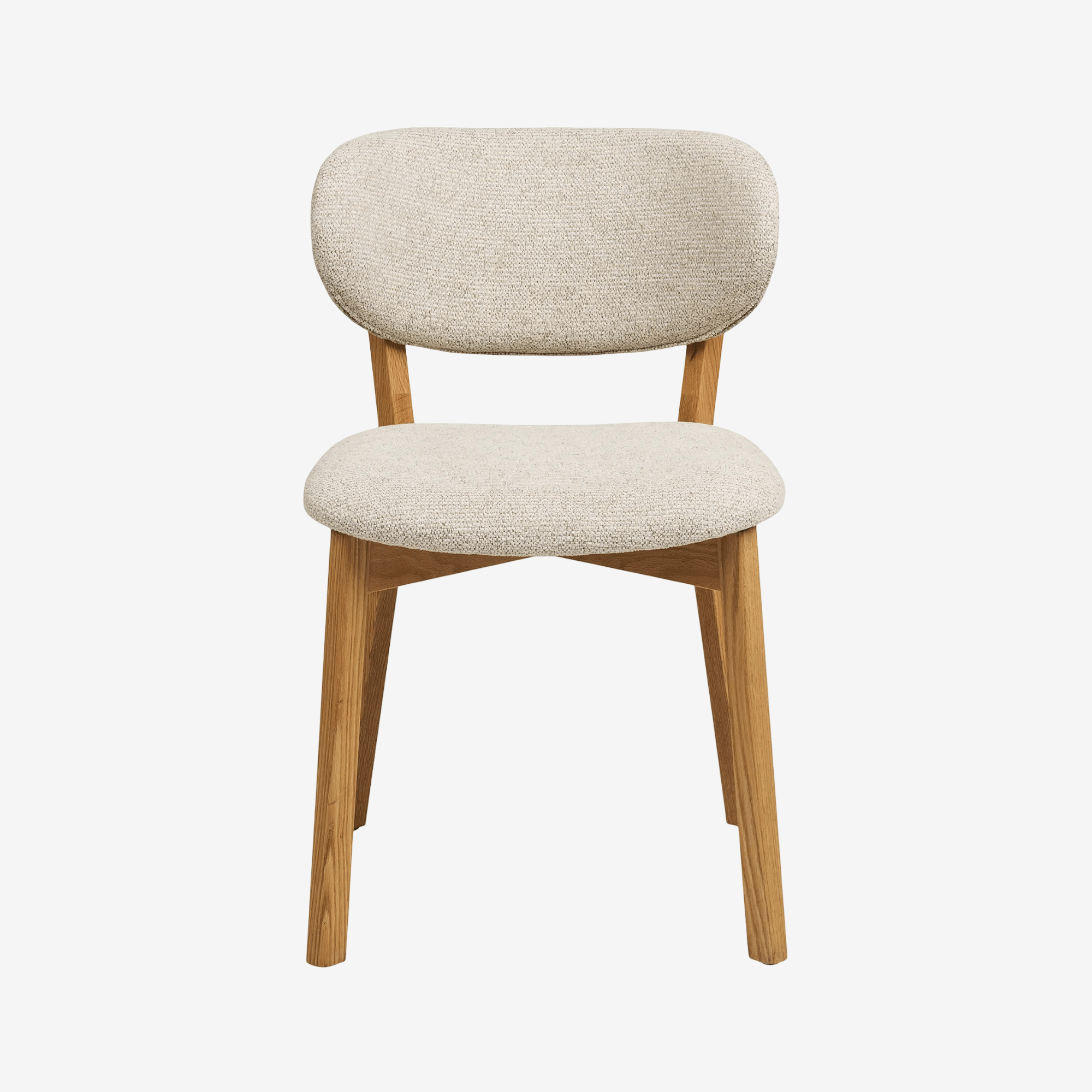 SALU | כיסא אוכל מעוגל מעץ אלון מלא בשילוב בד אריג