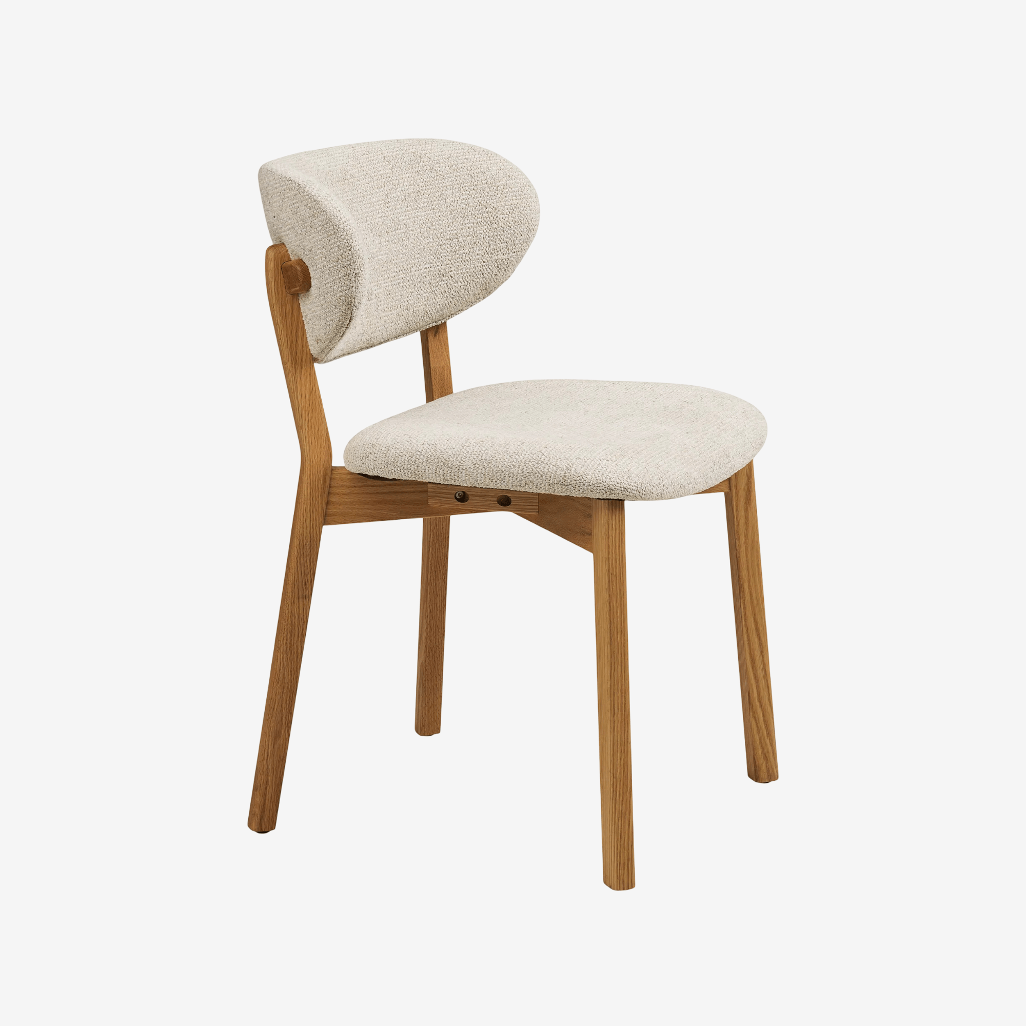 SALU | כיסא אוכל מעוגל מעץ אלון מלא בשילוב בד אריג