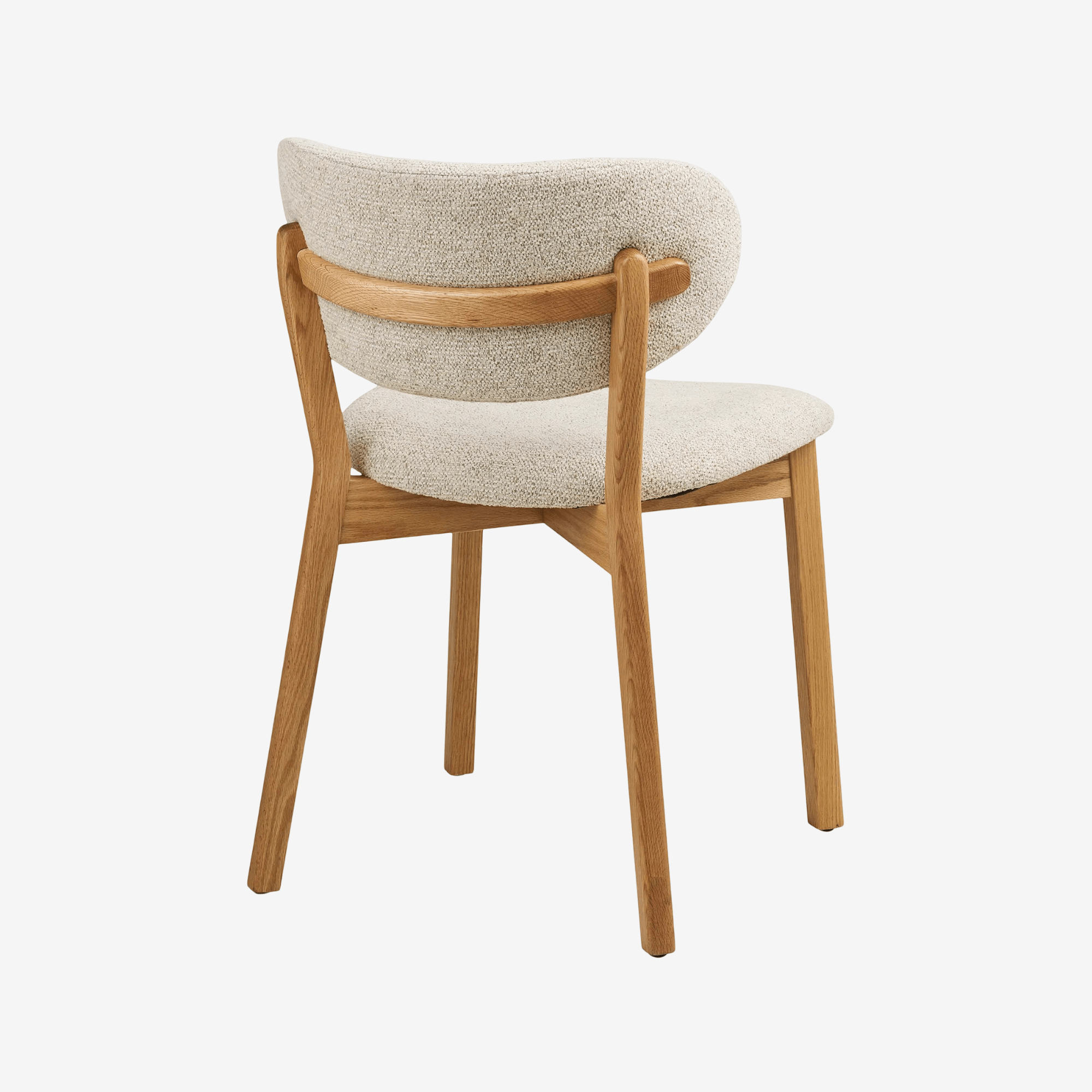 SALU | כיסא אוכל מעוגל מעץ אלון מלא בשילוב בד אריג