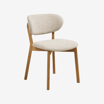 SALU | כיסא אוכל מעוגל מעץ אלון מלא בשילוב בד אריג