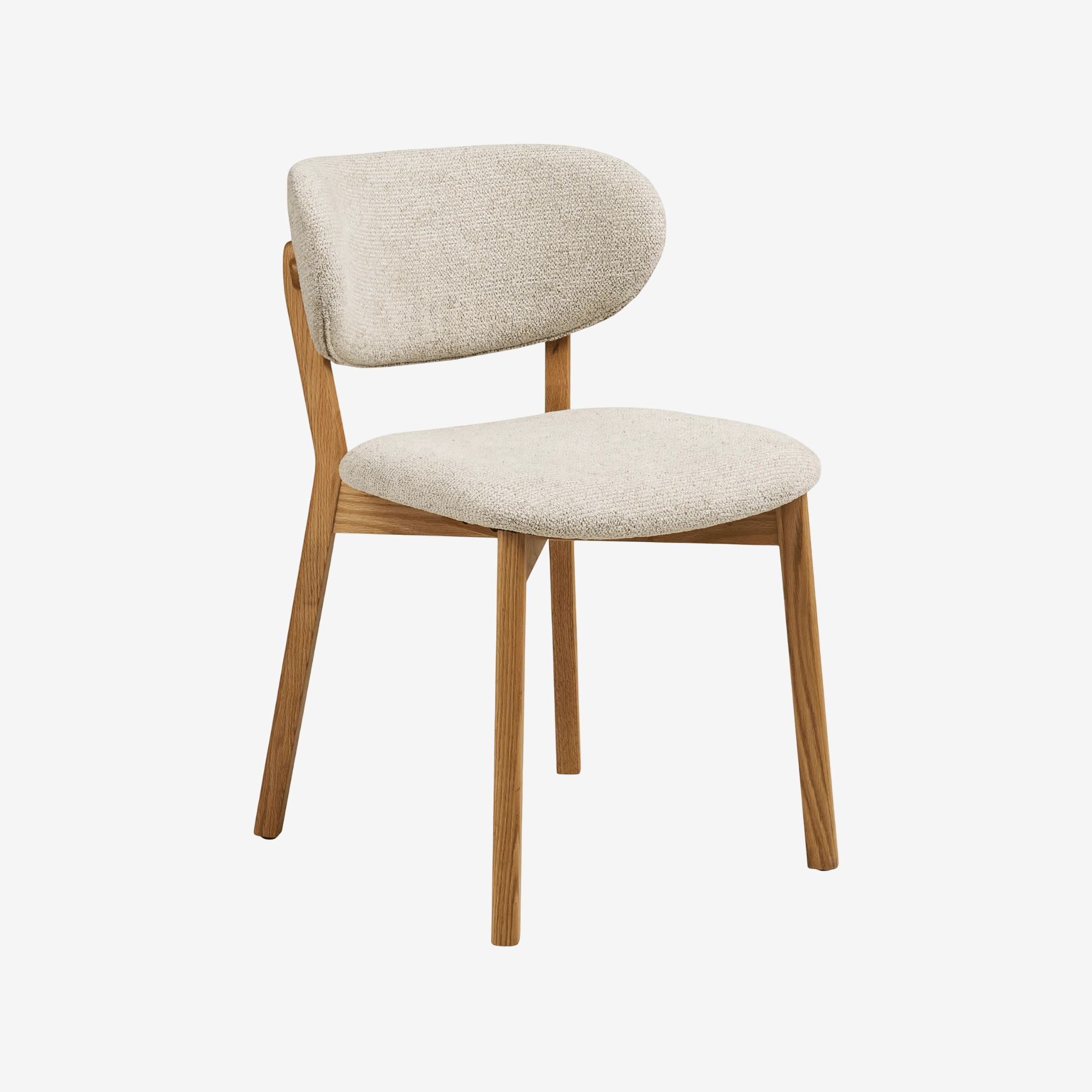 SALU | כיסא אוכל מעוגל מעץ אלון מלא בשילוב בד אריג