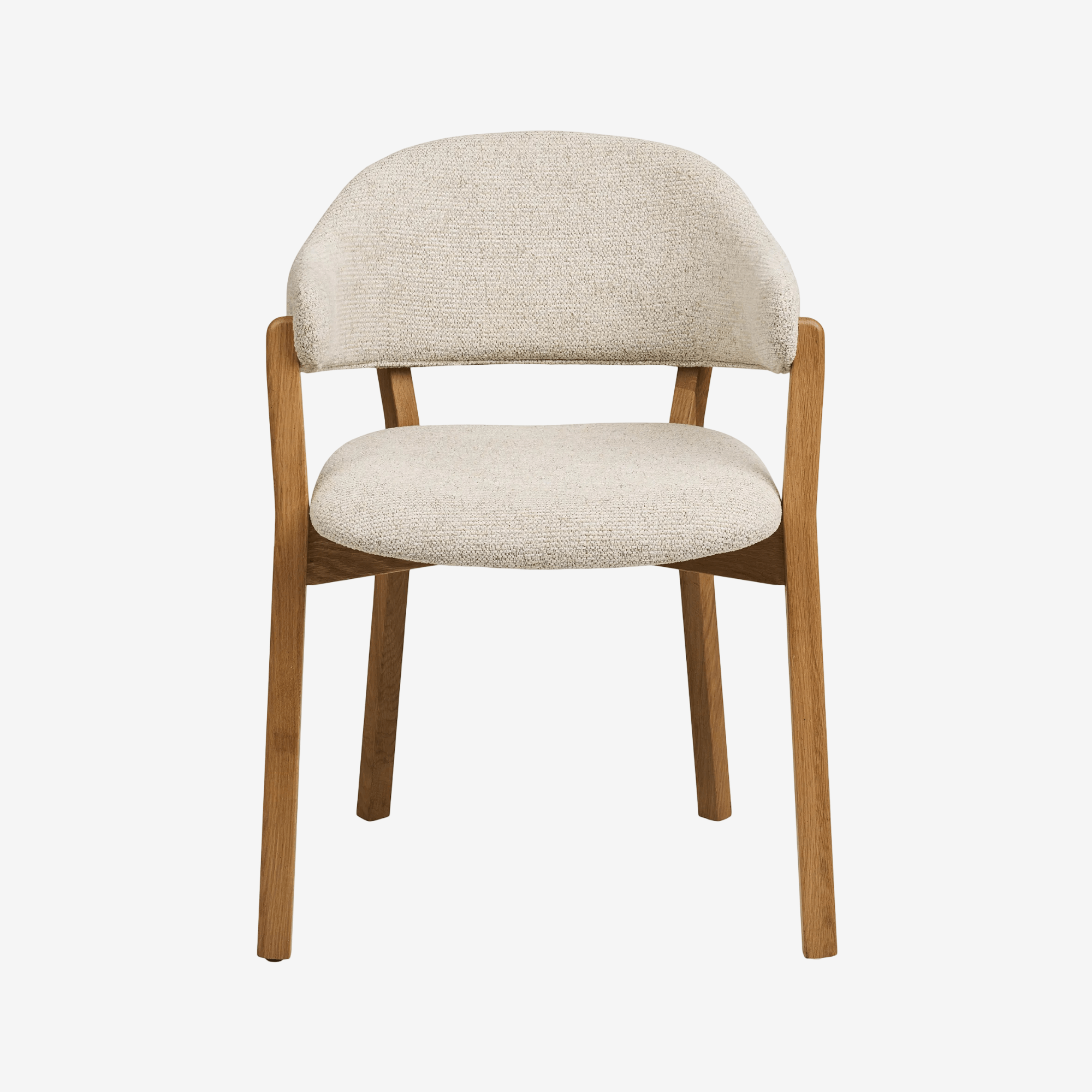 ZAYU | כיסא אוכל מעוגל מעץ אלון מלא בשילוב בד אריג