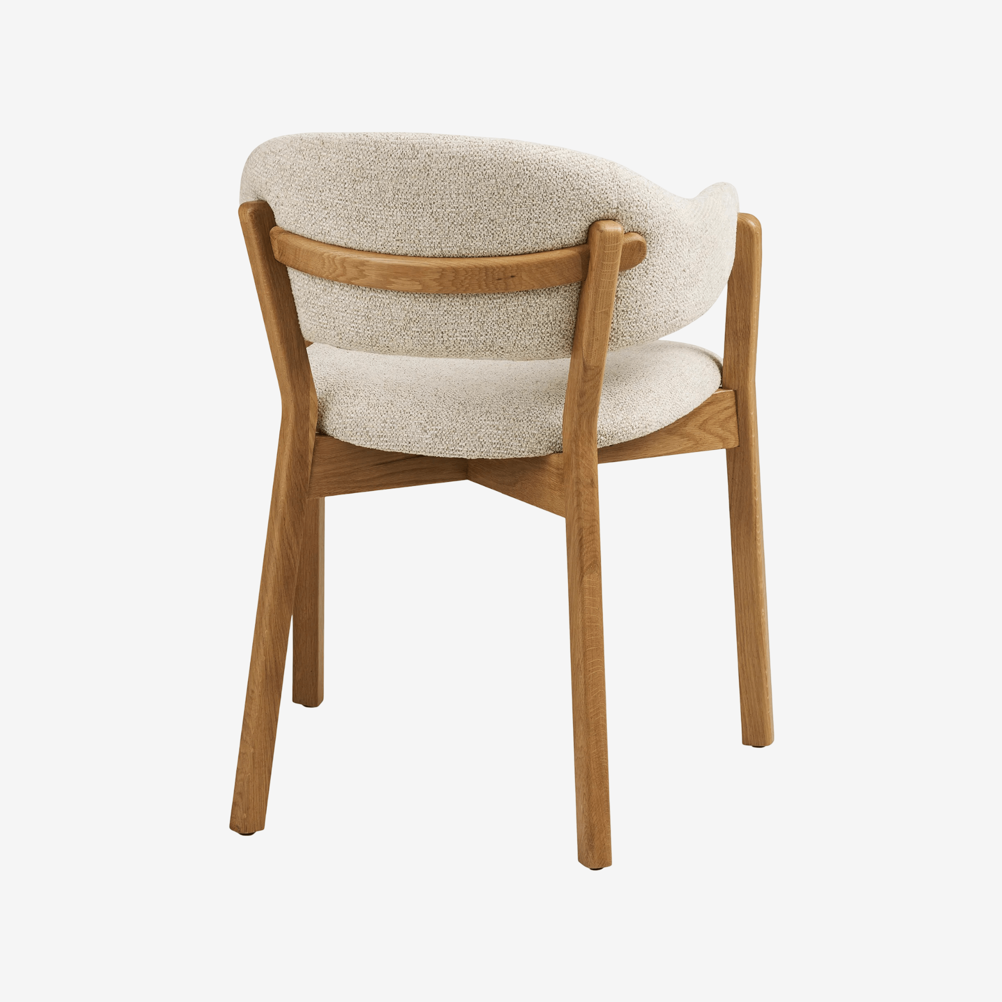 ZAYU | כיסא אוכל מעוגל מעץ אלון מלא בשילוב בד אריג