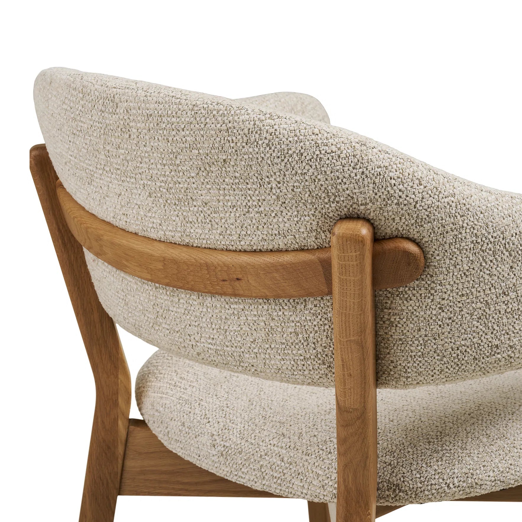 ZAYU | כיסא אוכל מעוגל מעץ אלון מלא בשילוב בד אריג