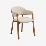 ZAYU | כיסא אוכל מעוגל מעץ אלון מלא בשילוב בד אריג