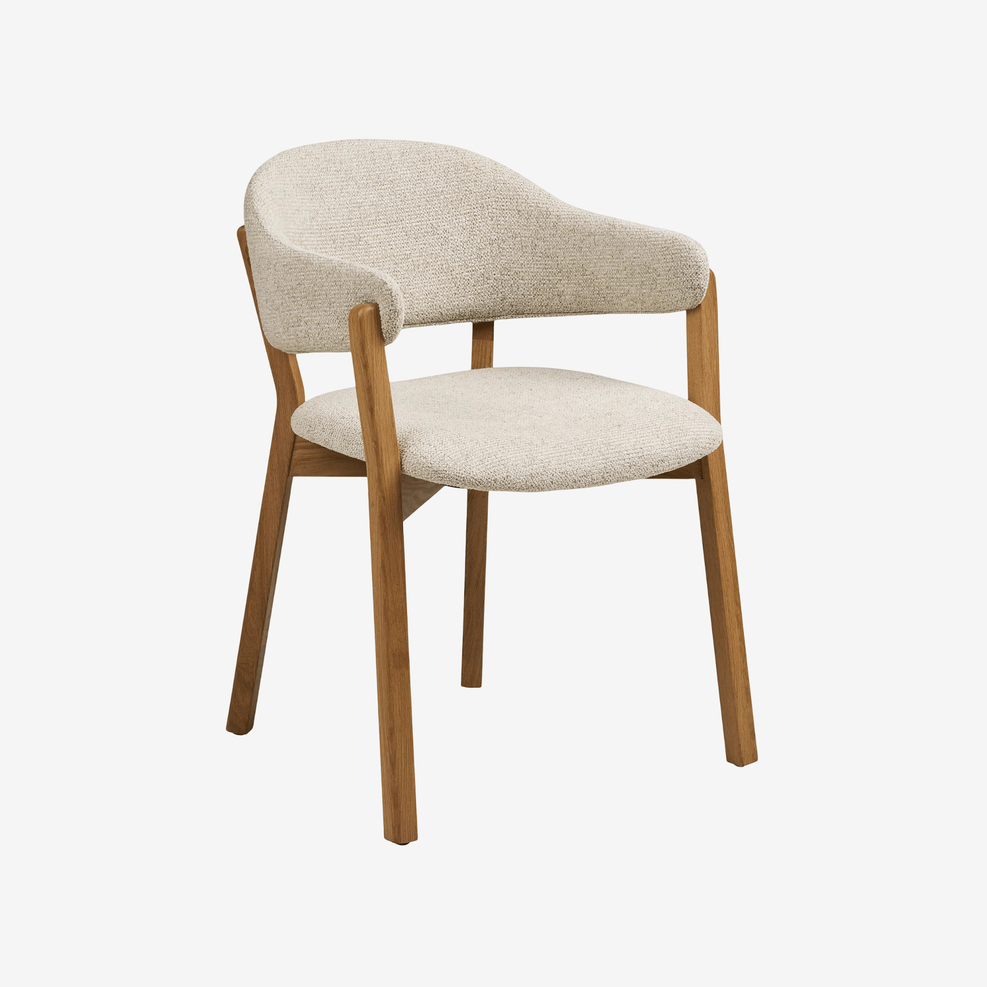 ZAYU | כיסא אוכל מעוגל מעץ אלון מלא בשילוב בד אריג