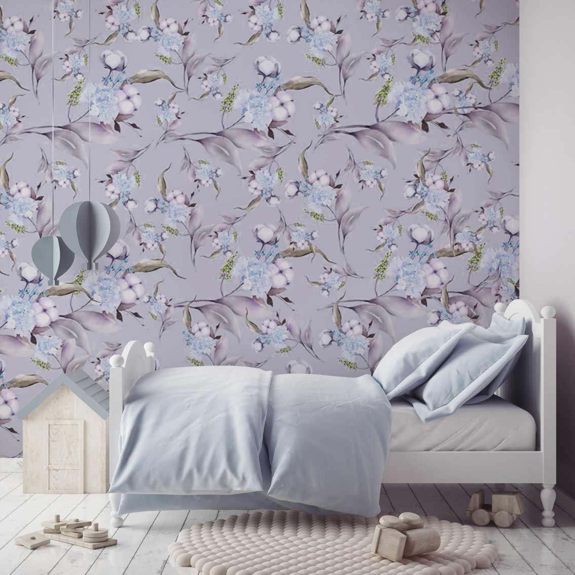 YOFA | טפט פרחוני עדין בגווני סגול ותכלת