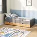 תמונה מזווית מספר 1 של המוצר MELOG | מיטת ילדים מעץ עם מגירות אחסון ומיטת חבר