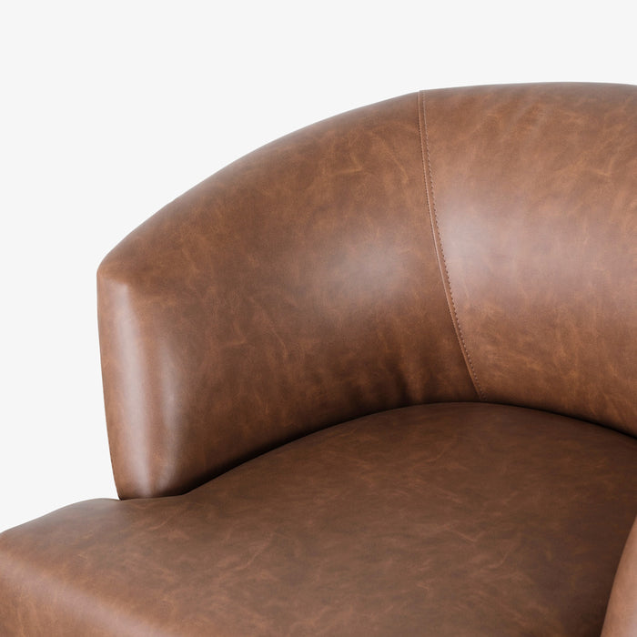 BUCK | כורסא מודרנית מרופדת בד דמוי עור בגוון טבק