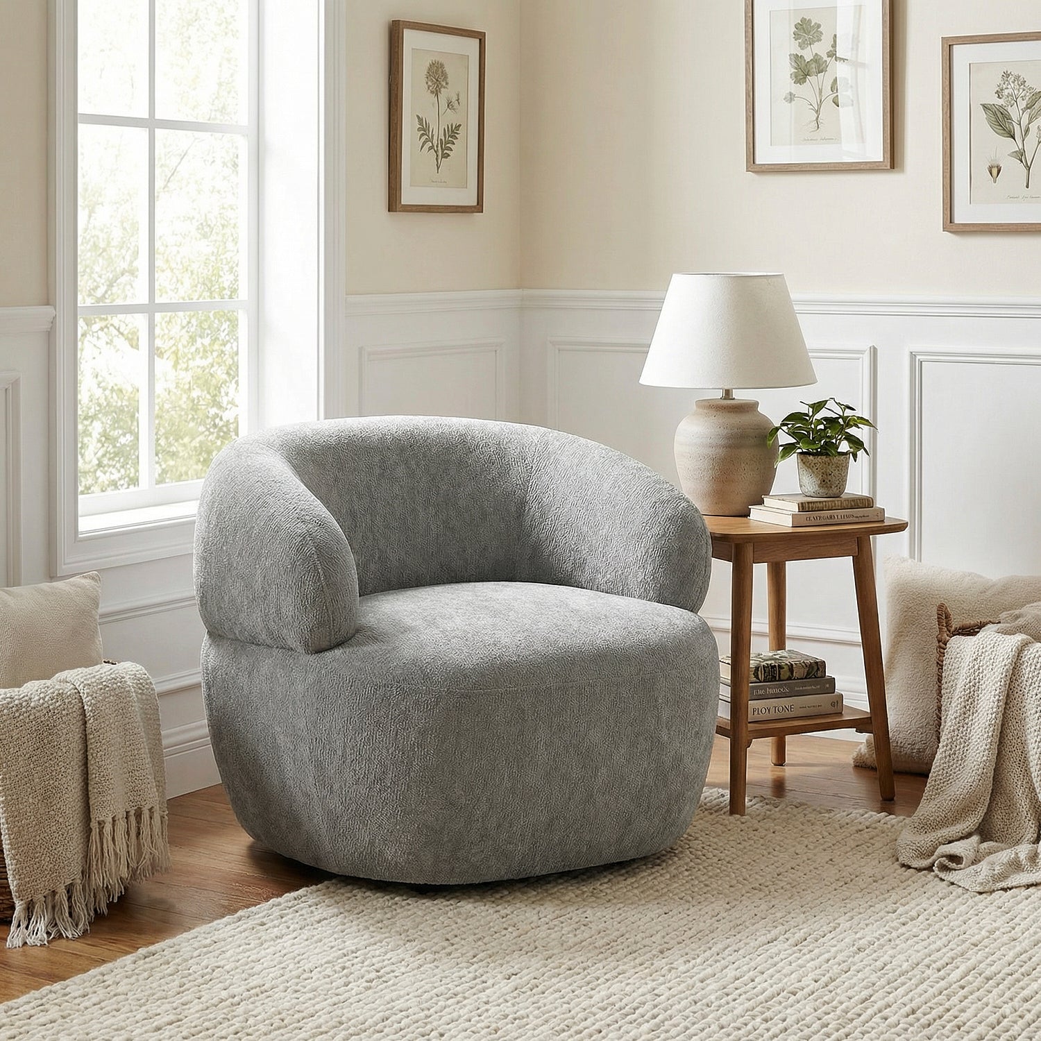 LAVAKO | כורסא מעוגלת מרופדת בבד אריג - KUALA