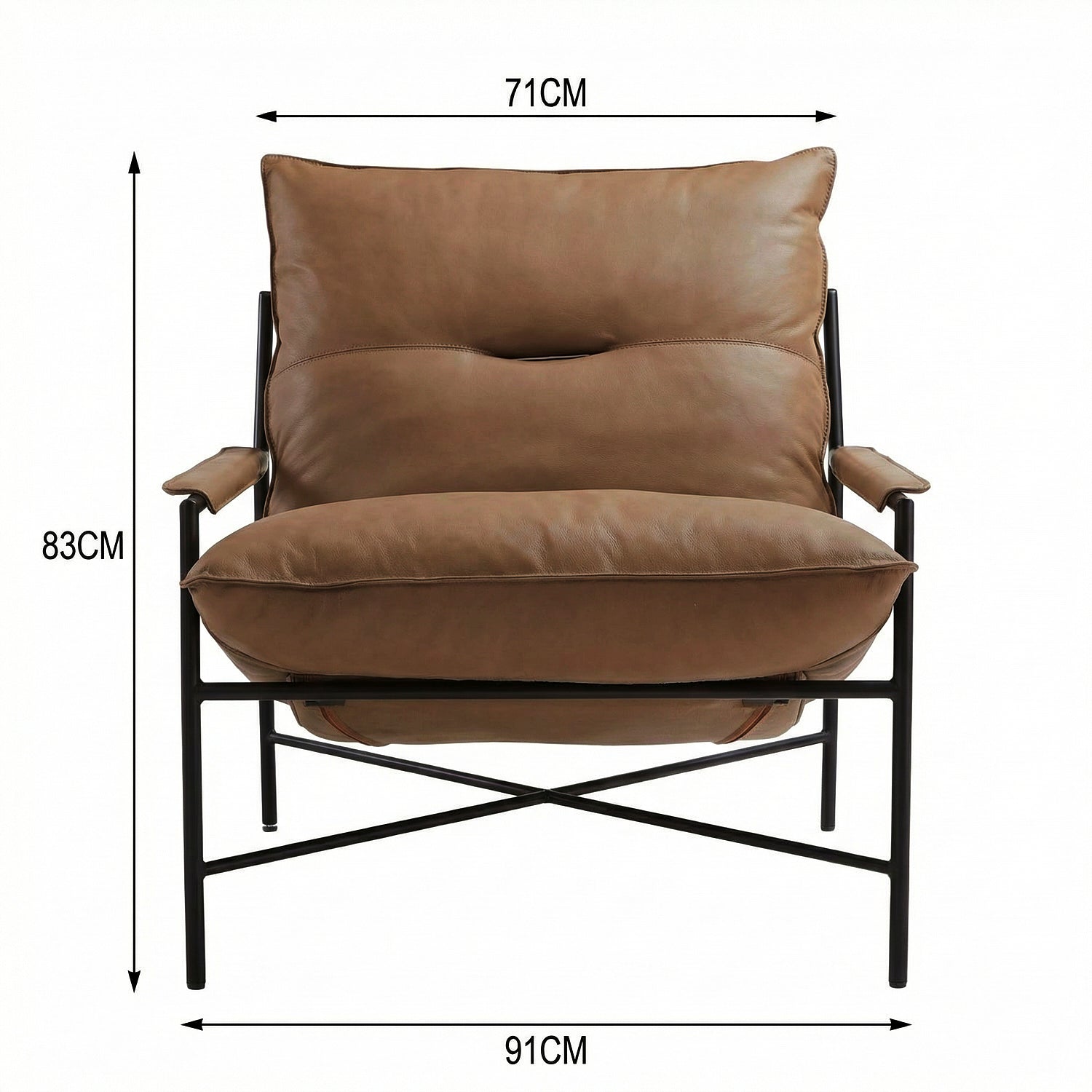 ELOFEK | כורסא מרופדת עור בשילוב מתכת - KUALA