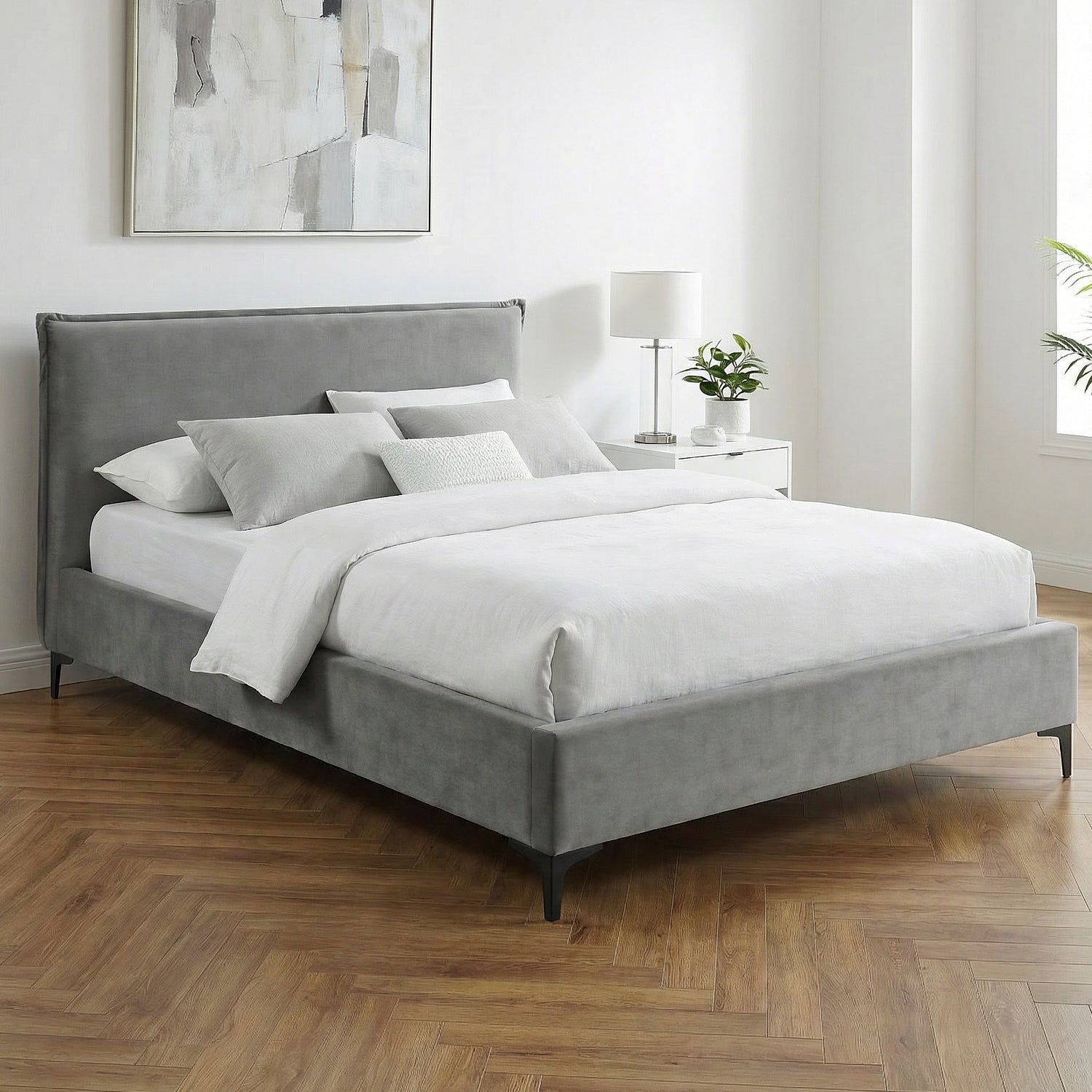 STENMAR | מיטה זוגית מרופדת בבד אריג