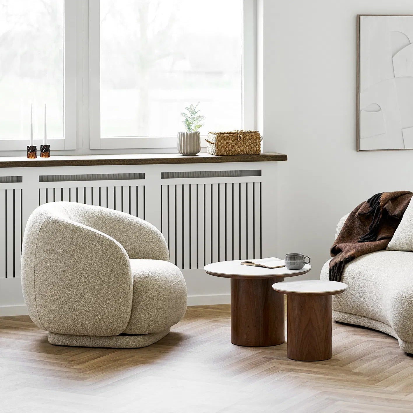 SVENBE | כורסא מסתובבת מרופדת בבד דמוי צמר - KUALA