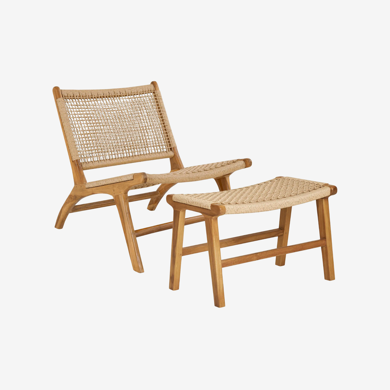 ROREZE | כורסא והדום מעץ טיק וראטן