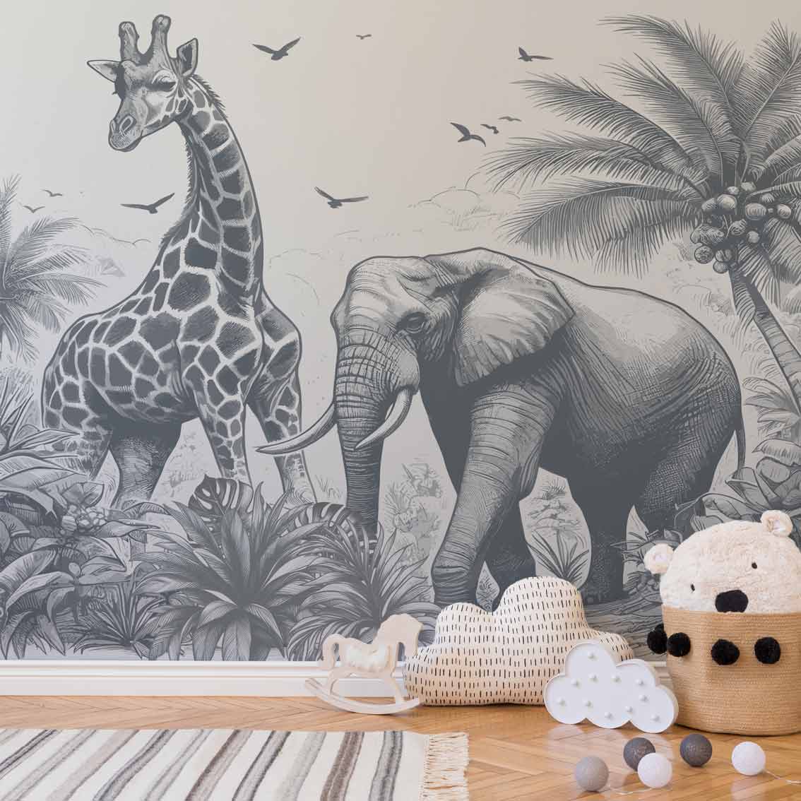 BUFIB | טפט ספארי אומנותי בגווני שחור לבן