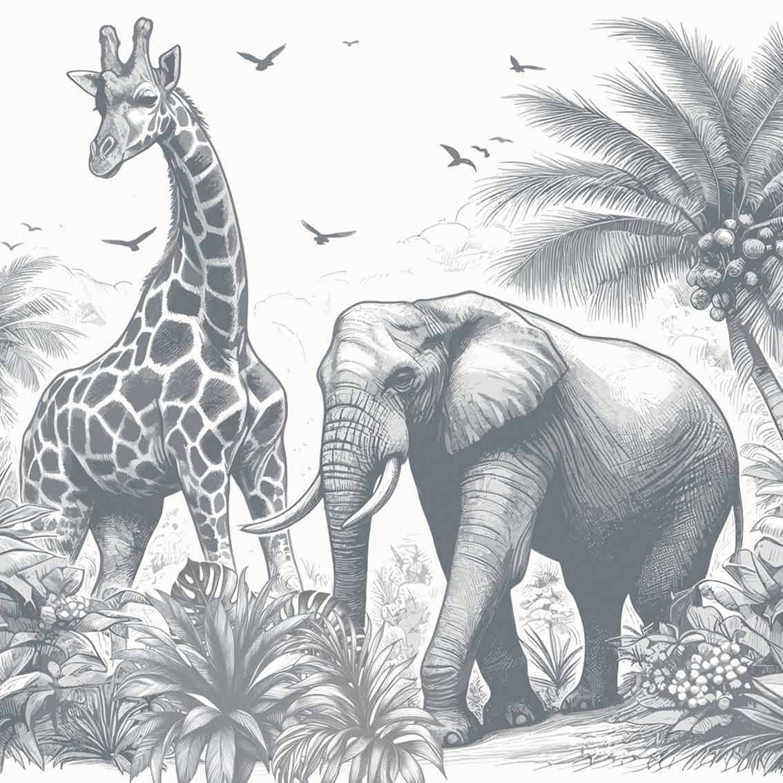 BUFIB | טפט ספארי אומנותי בגווני שחור לבן