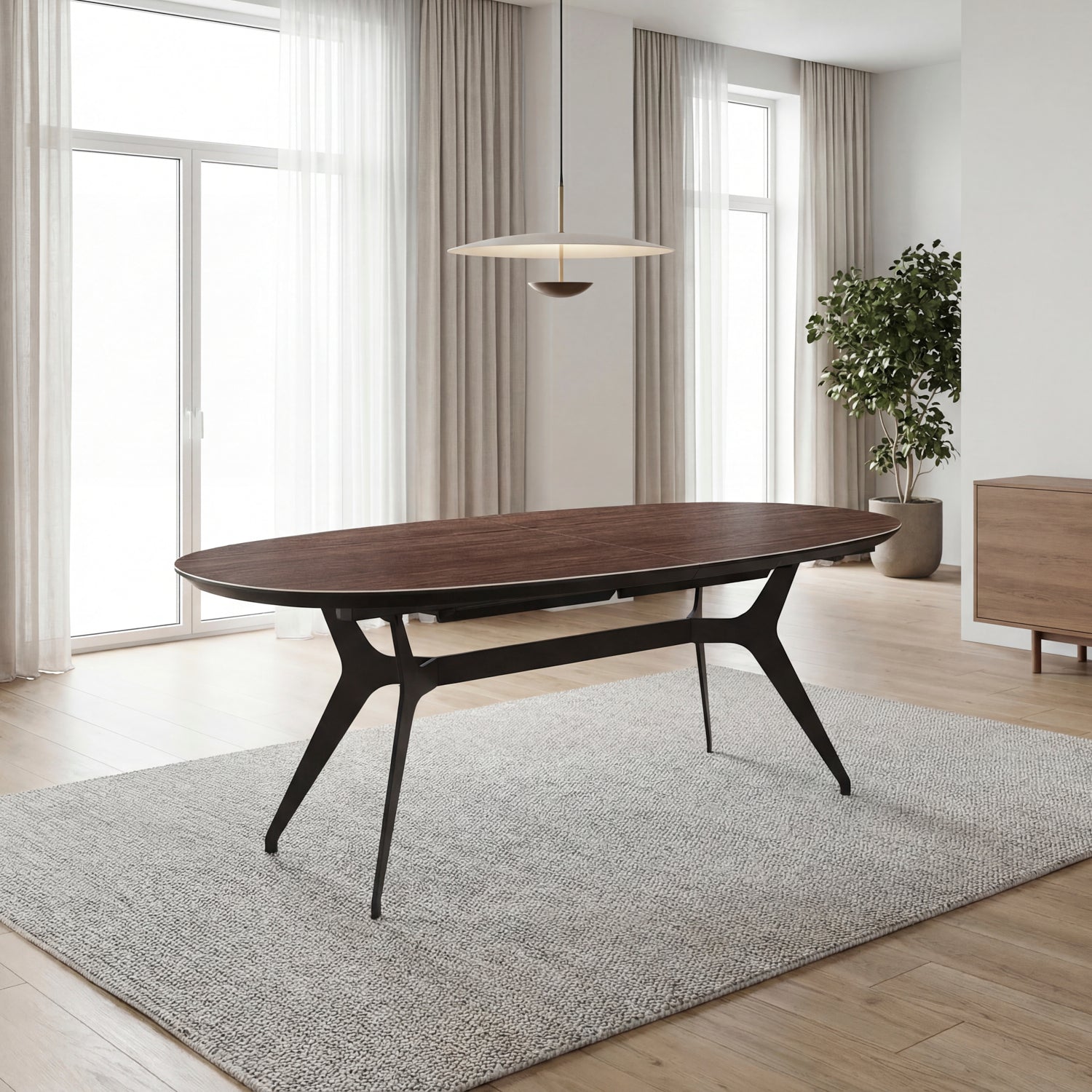 ALOVER | שולחן אוכל אובלי 200/100 ס"מ, נפתח ל-300 ס"מ, עד 14 סועדים