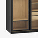 תמונה מזווית מספר 4 של המוצר OGGE | ארון הזזה בגוון שחור בשילוב אלון מבוקע טבעי ודלתות זכוכית