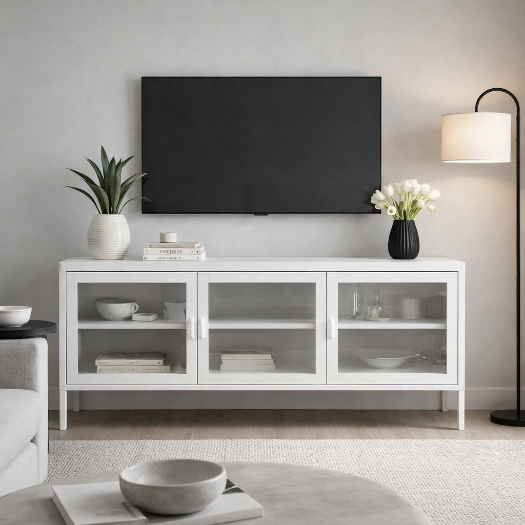 CLIXON | מזנון מודרני ממתכת וזכוכית עם 3 דלתות - KUALA