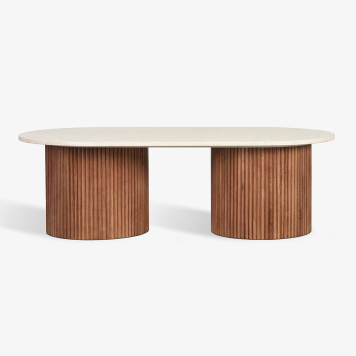 TREVOR | שולחן סלון משולב עץ ואבן טרוונטין