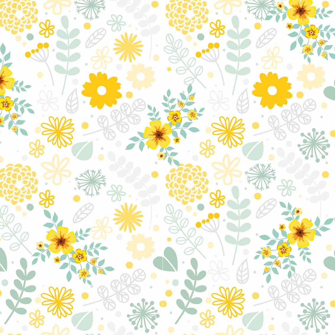 NIXA | טפט פרחוני צהוב-ירוק