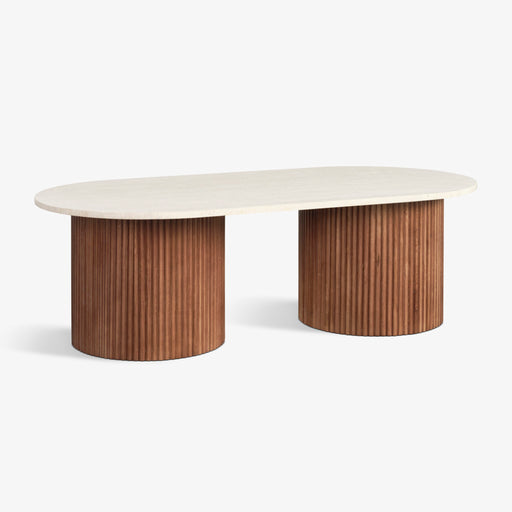 מעבר לעמוד מוצר TREVOR | שולחן סלון משולב עץ ואבן טרוונטין