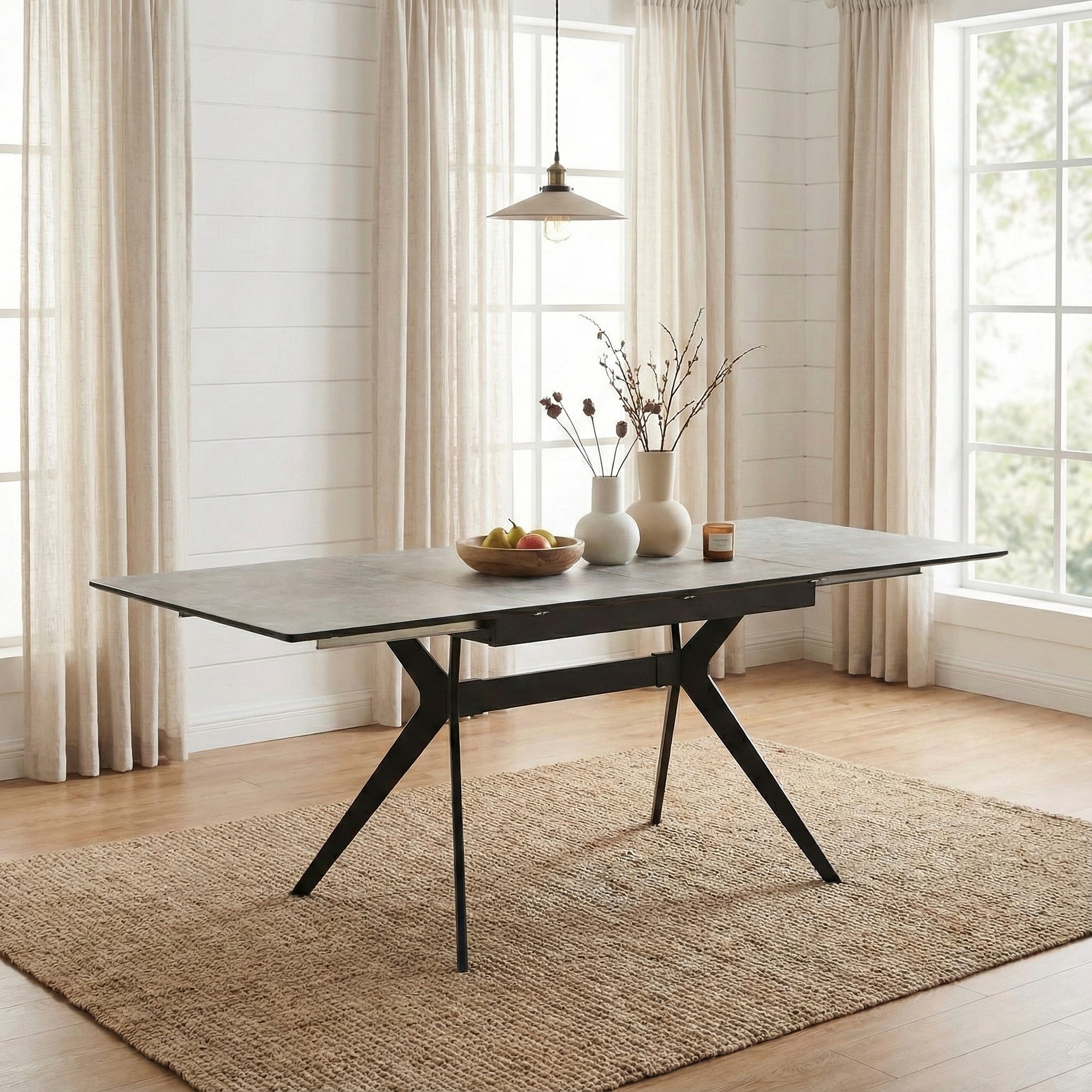 TUVAL | שולחן אוכל מלבני 140/90 ס"מ, נפתח ל-240 ס"מ, עד 10 סועדים