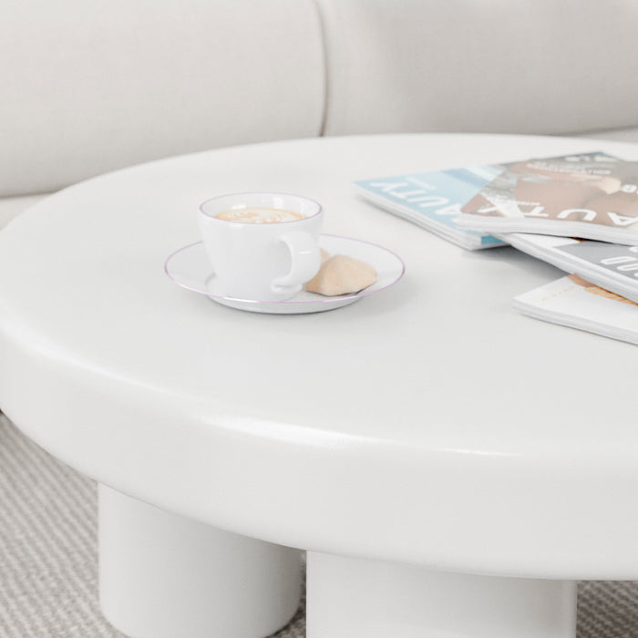 SEK | שולחן סלון לבן, עגול ובעיצוב ג'פנדי
