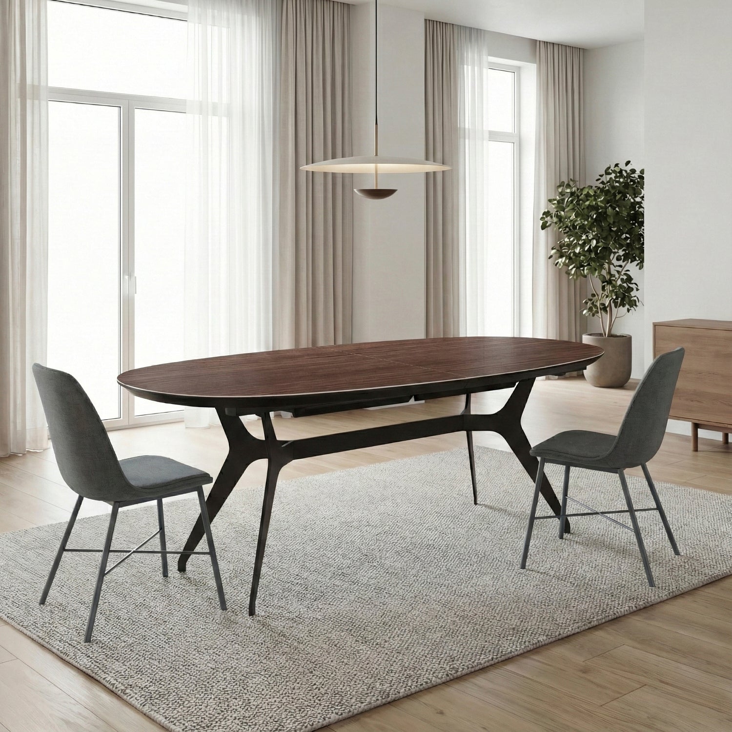 ALOVER | שולחן אוכל אובלי 200/100 ס"מ, נפתח ל-300 ס"מ, עד 14 סועדים