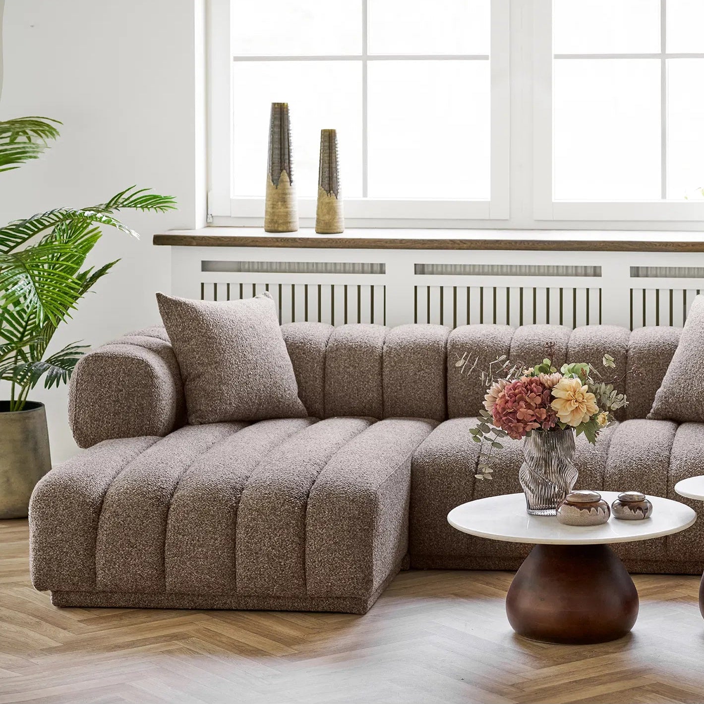 STENULF | ספת שזלונג מרופדת בבד דמוי צמר, 293 ס"מ