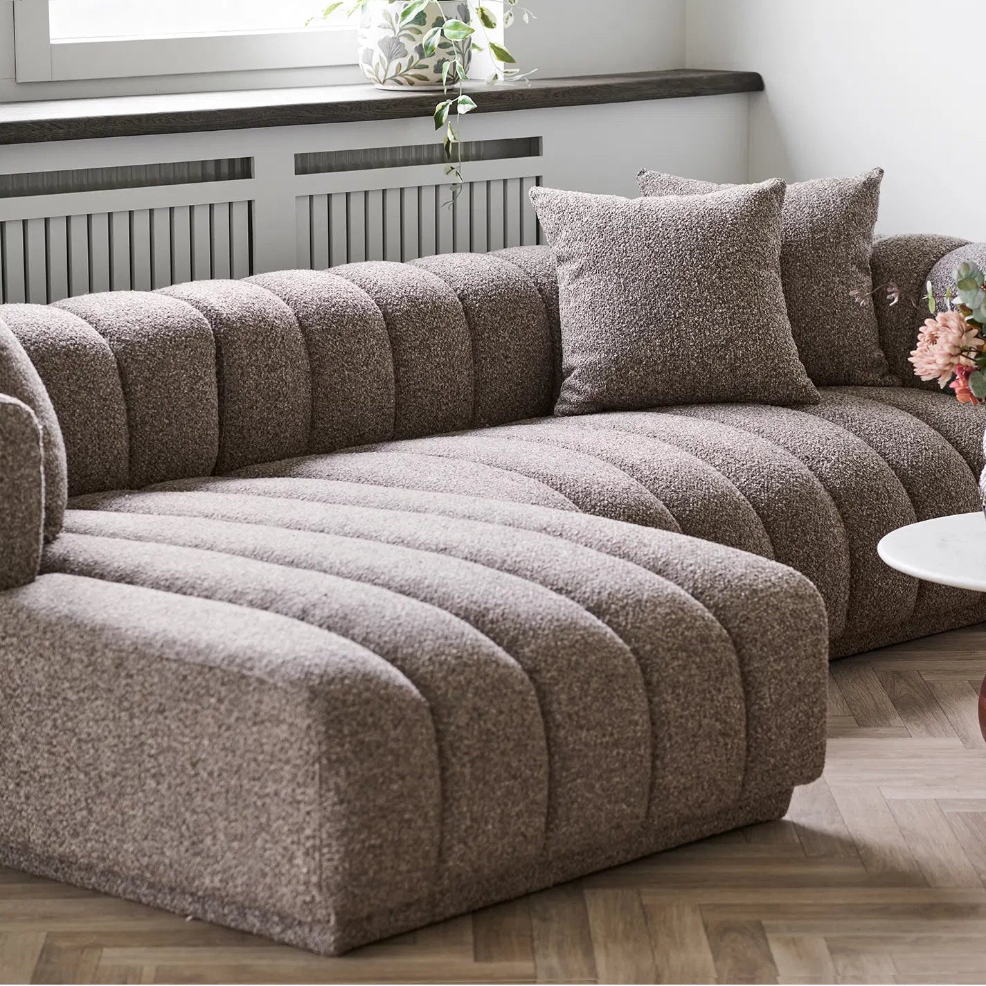 STENULF | ספת שזלונג מרופדת בבד דמוי צמר, 293 ס"מ