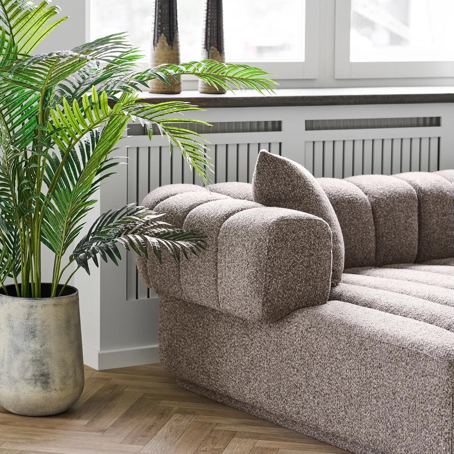 STENULF | ספת שזלונג מרופדת בבד דמוי צמר, 293 ס"מ