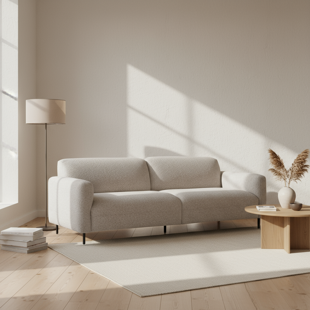 MIRKO | ספה סקנדינבית מרופדת בבד בוקלה