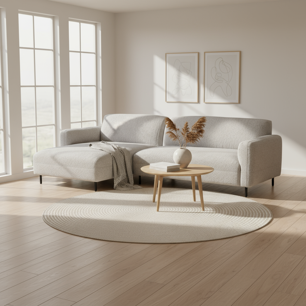 MILVA | ספת שזלונג סקנדינבית מרופדת בבד בוקלה