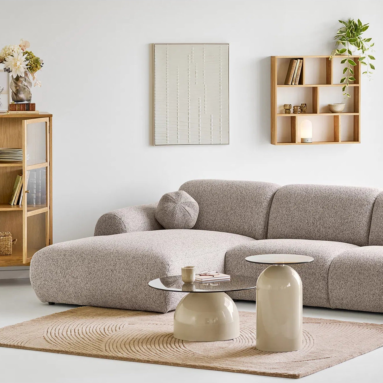 GUDER | ספת שזלונג מרופדת בבד אריג, 300 ס"מ