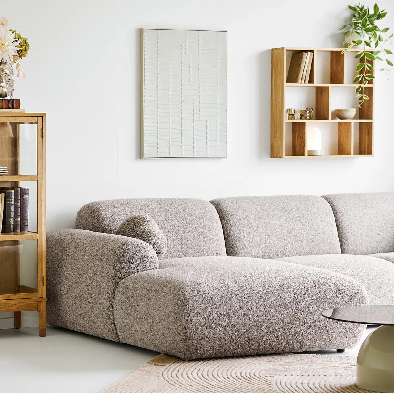 GUDER | ספת שזלונג מרופדת בבד אריג, 300 ס"מ